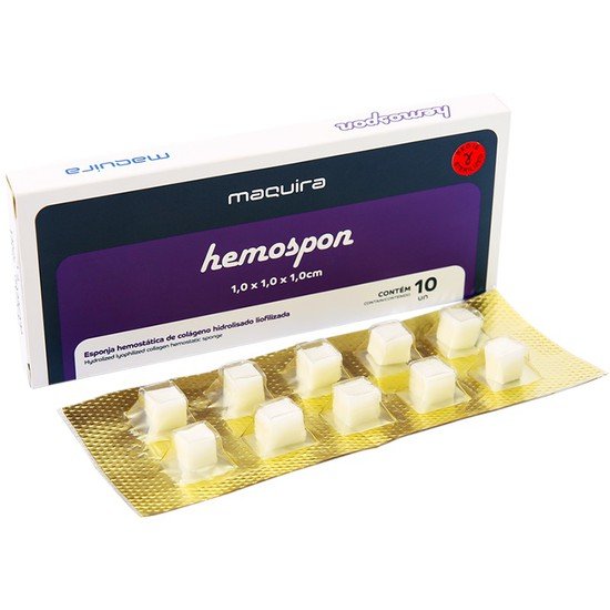 Esponja Hemostatica Hemospon Cubo - 10 unidades